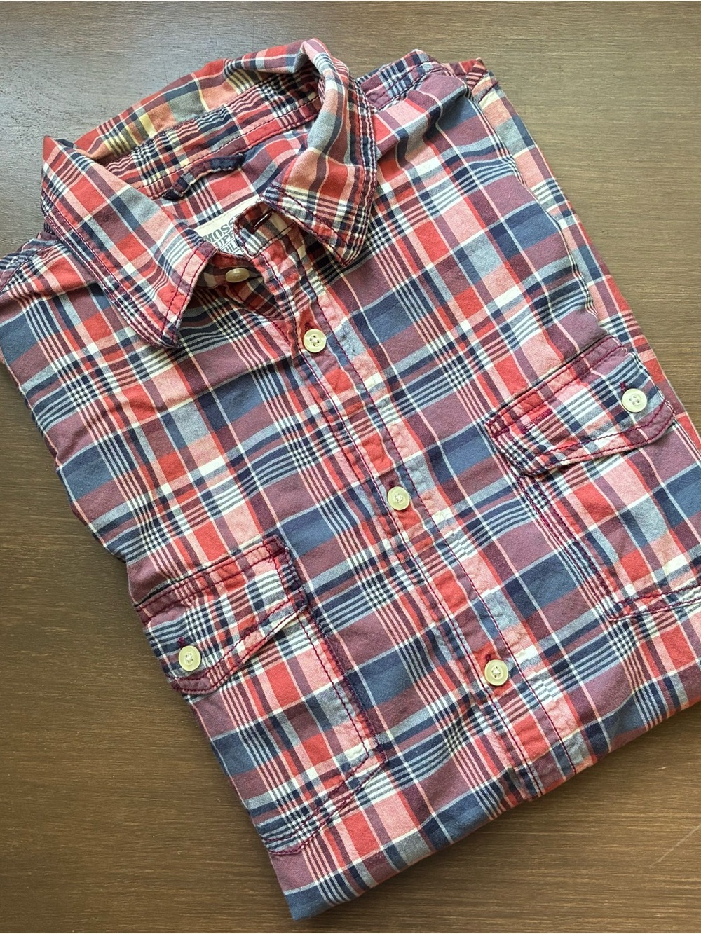 Mossimo Supply Co. Red and Blue Plaid Button-Down Shirt